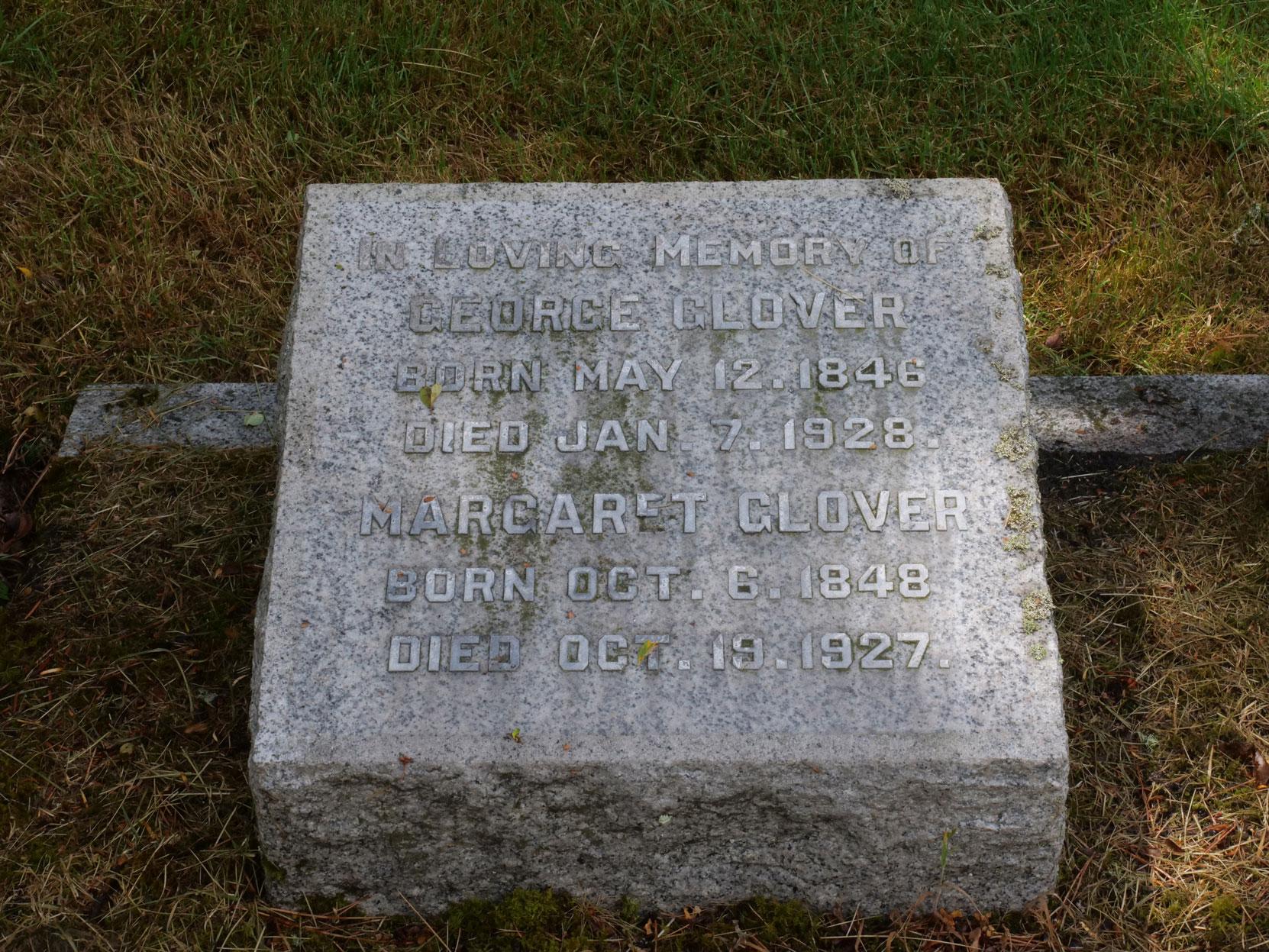 The grave of George Glover (1846-1928) in Ross Bay Cemetery, Victoria, B.C. [photo: Vancouver & Quadra Lodge No. 2 Historian]