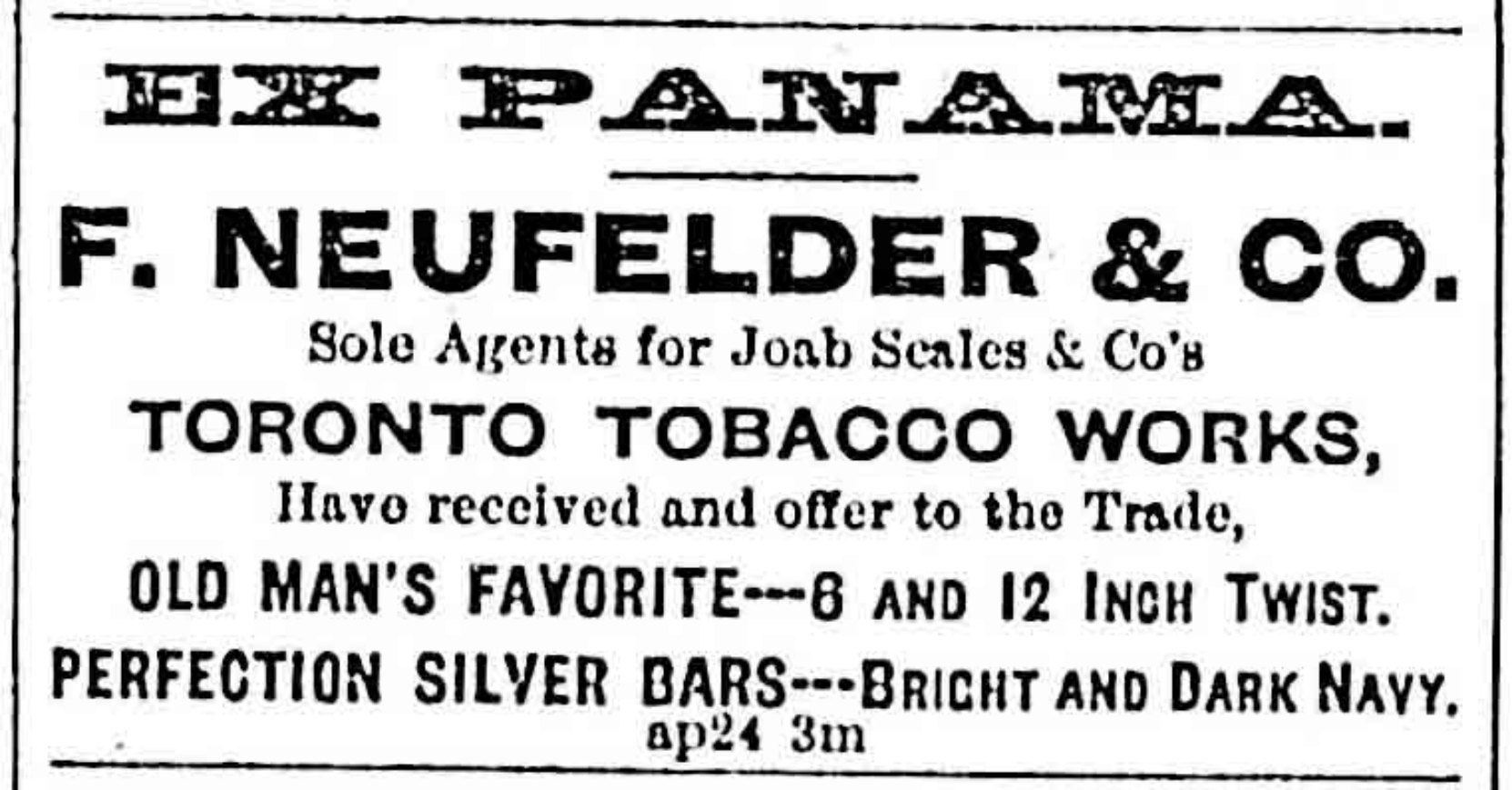 Advertisement for Felix Neufelder & Co., 1878