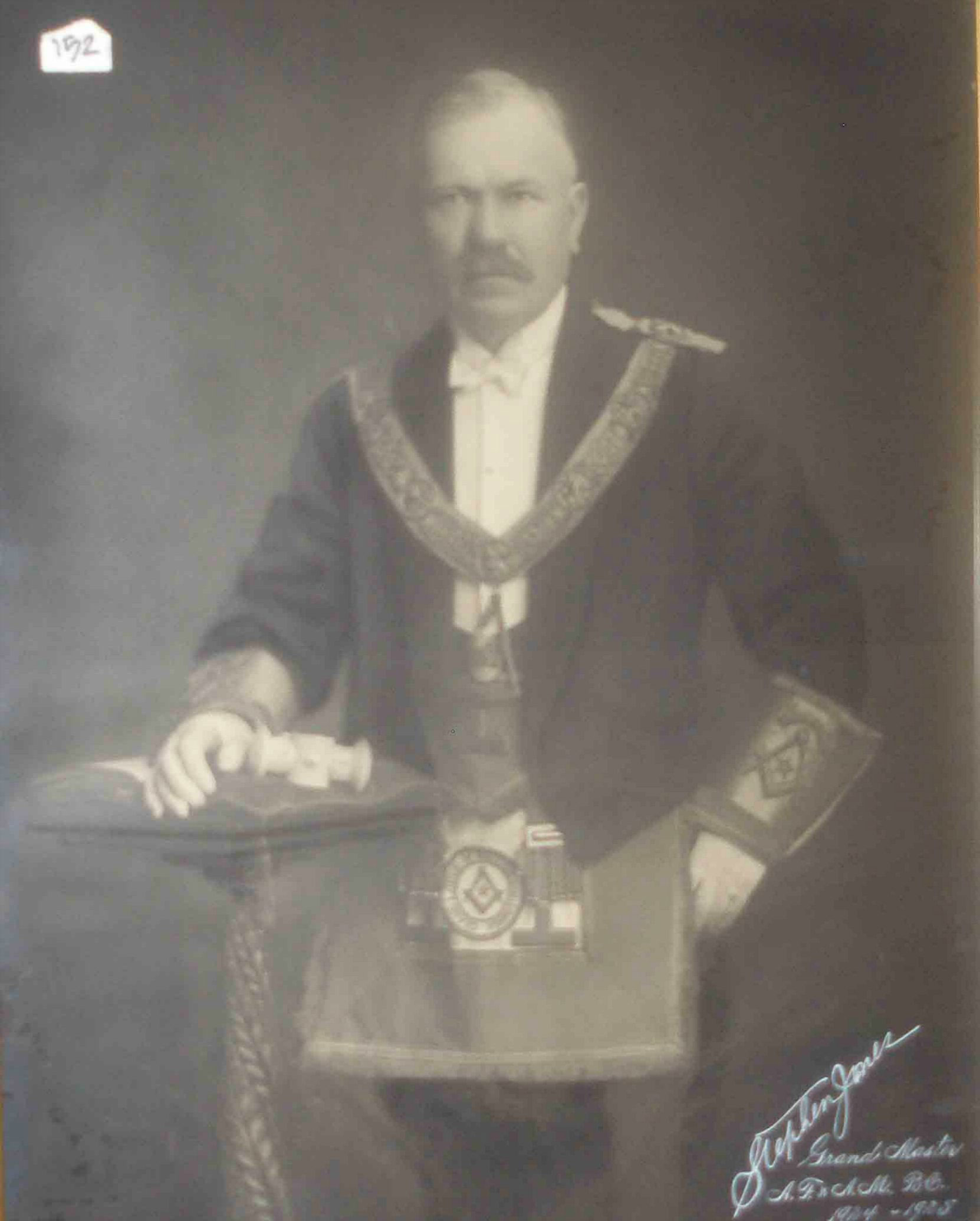 Stephen Jones as Grand Master of B.C., 1924-25 (Photo – Grand Lodge of B.C. & Yukon)